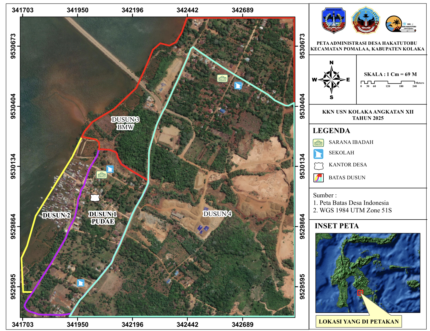 Peta lokasi Desa Hakatutobu di Kecamatan Pomalaa Kabupaten Kolaka Sulawesi Tenggara